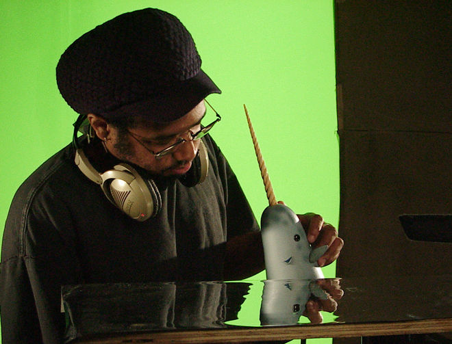 IMAGE: Photo – Musa Brooker animating Narwhal - close 