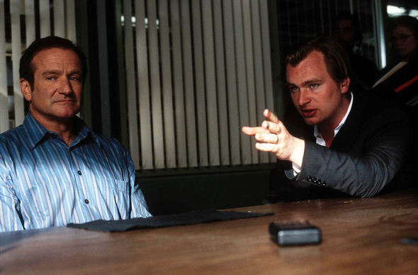 IMAGE: Robin Williams and Christopher Nolan shooting Insomnia