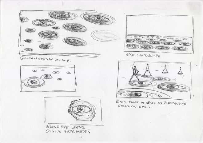 IMAGE: Sketch - unused golden eyes floating